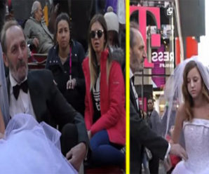 12-летняя невеста и 65-летний жених позировали в центре Нью-Йорка